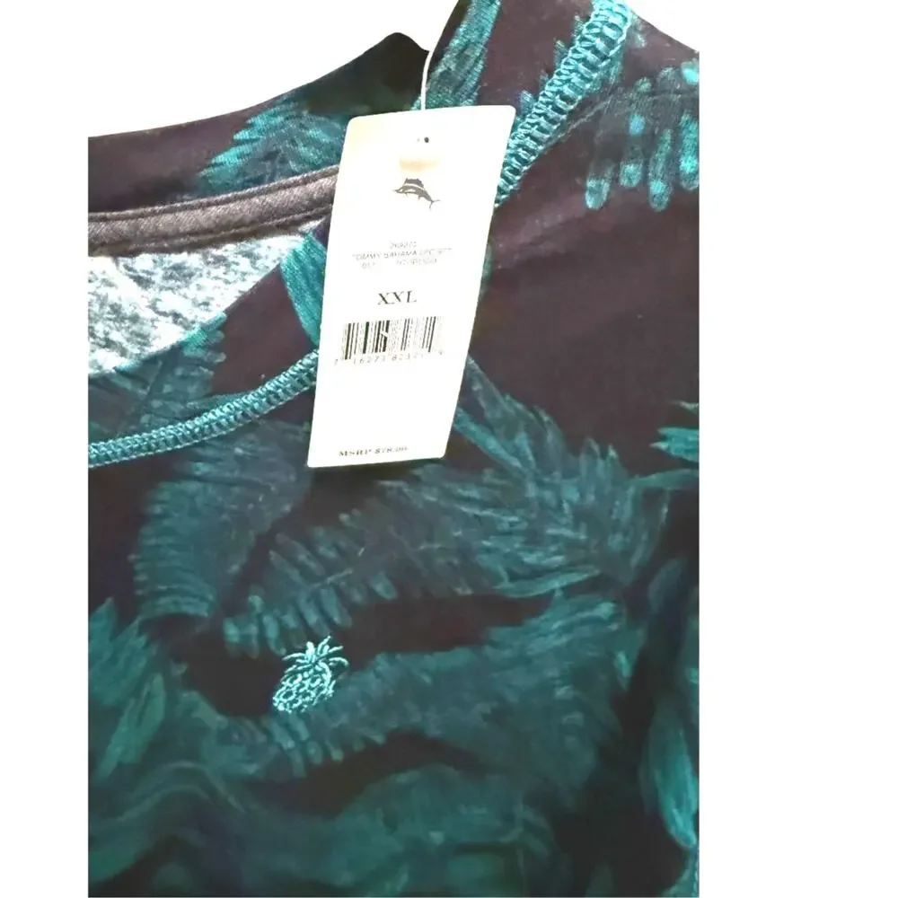 Tommy Bahama NWT Womens XXL Lounge Sleep Shirt Charcoal Green Tropical Top READ